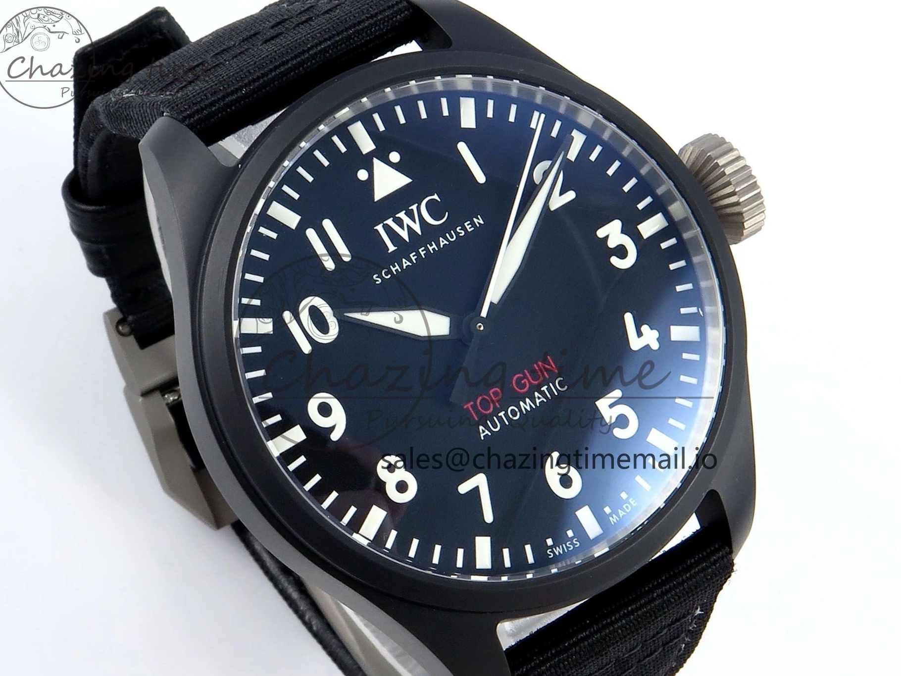 MIROTIME 0326 Durable Pilot Top Gun IW326901 M+F 1:1 Best Edition Black Dial on Black Nylon Strap MY 7003